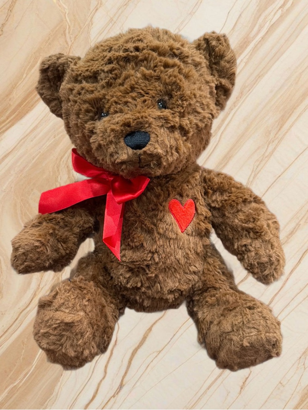 DAN DEE COLLECTORS CHOISE  STUFFED BROWN BEAR RED BOW/HEARTH SOFT PLUSH 12”